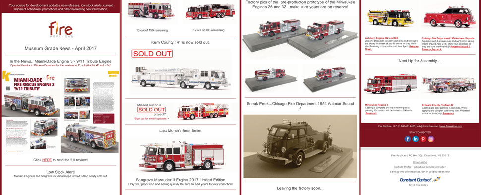 Fire Replicas April 2017 Newsletter