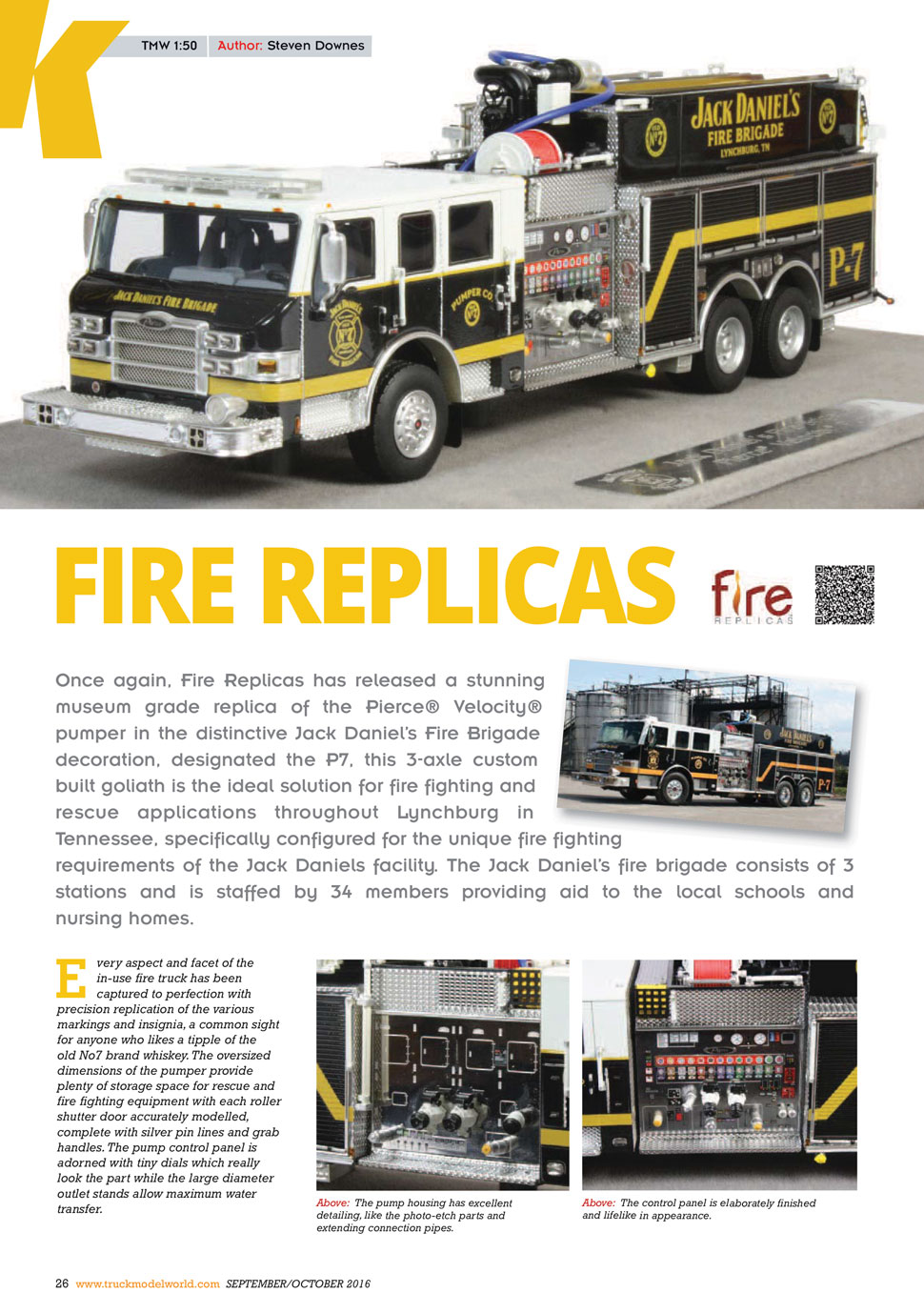 Jack Daniel's Fire Brigade P-7 Pumper featured in Truck Model World, U.K.