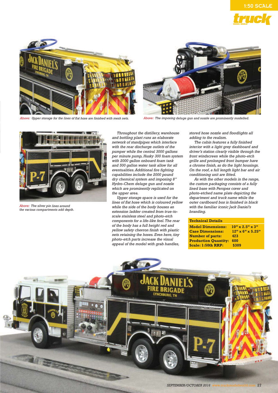  Jack Daniel's Fire Brigade P-7 Scale Model featured in Truck Model World, U.K. 