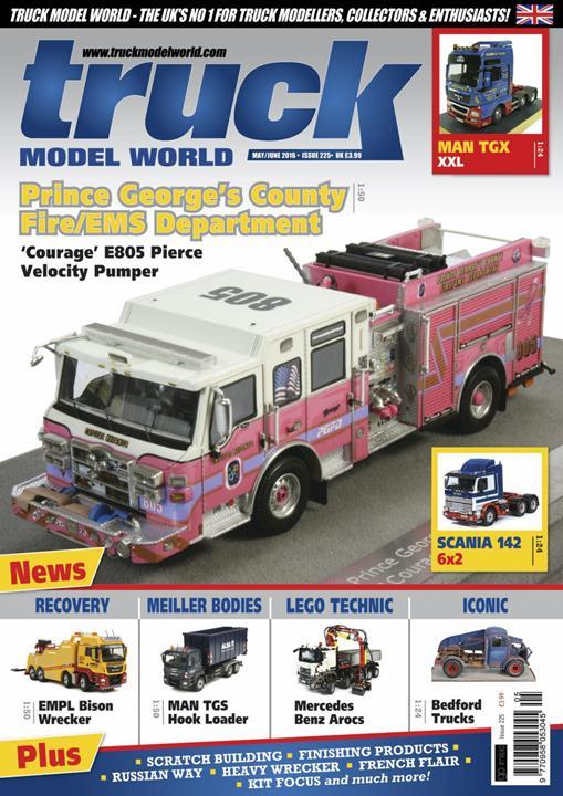 PGFD Courage E805 Scale Model featured in Truck Model World, U.K.