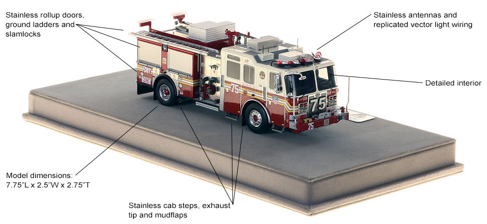 Specs and features of FDNY Engine 75 scale model