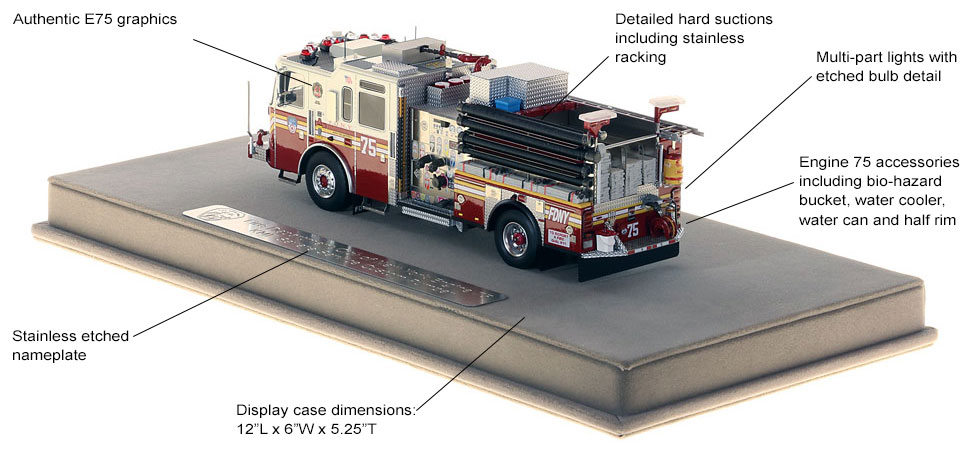 Features and specs of FDNY E75 scale model