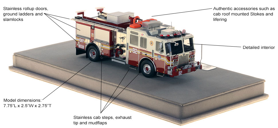 FDNY Engine 82 scale model includes a custom case.