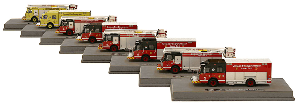 Chicago Fire Department Squad scale models