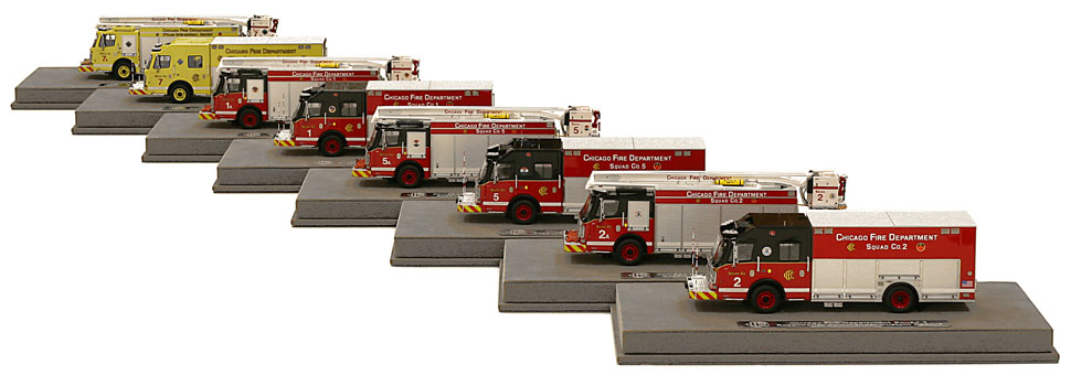 Chicago Fire Department Squad scale models