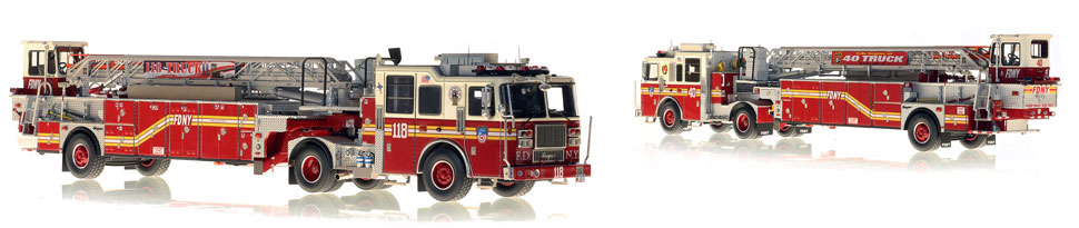 FDNY Tiller scale models including Ladder 40 and Ladder 118