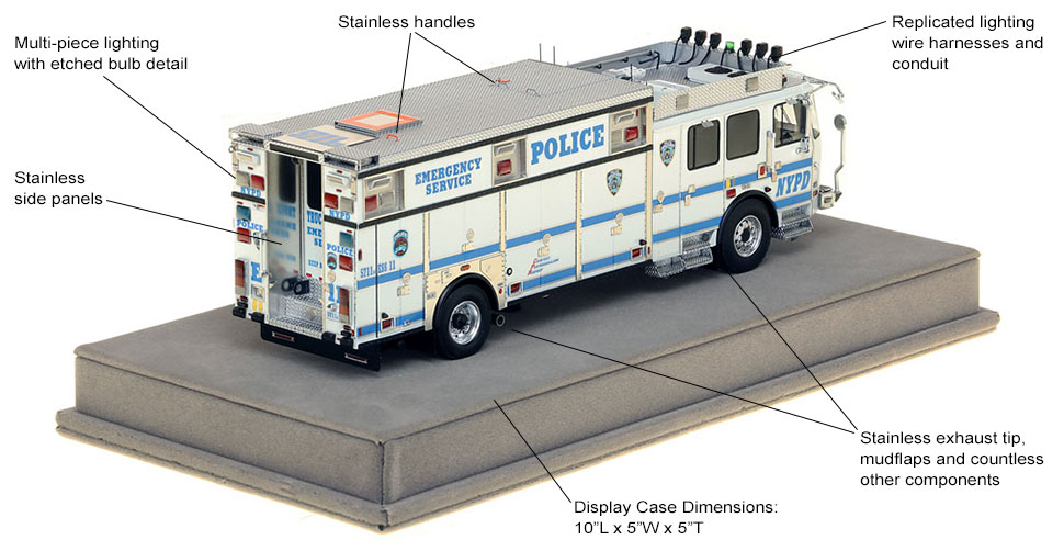Features and specs of Brooklyn's NYPD ESS 11 scale model