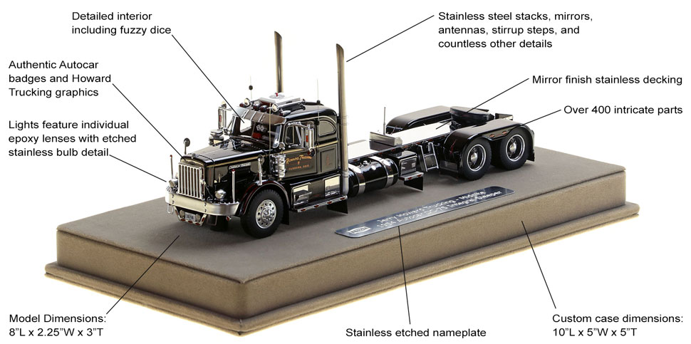 Specs and features of Jerry Howard's 1954 Autocar scale model