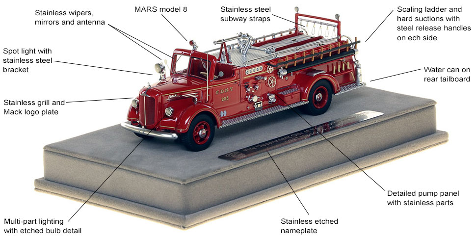 Features and specs of FDNY's 1947 Mack L Engine 225