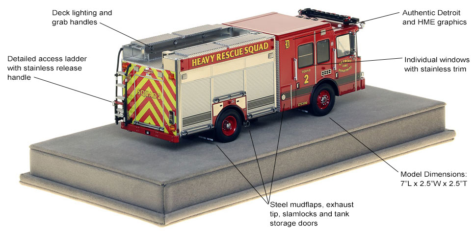 Features and specs of Detroit Fire Department Squad 2