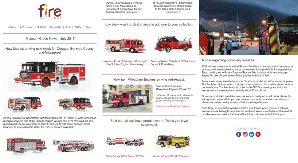 Fire Replicas July 2017 Newsletter