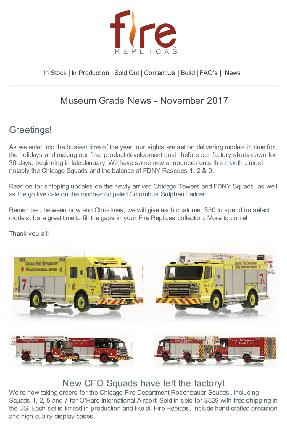 FIre Replicas November Newsletter