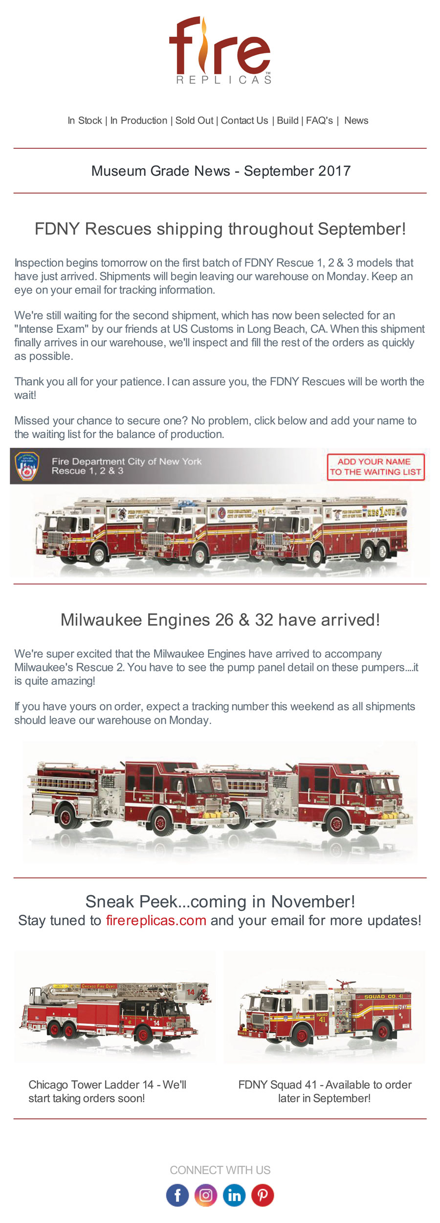 Click to view the Fire Replicas September Newsletter!